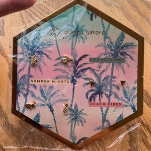 Three pairs of Summertime inspired gold plate and earrings